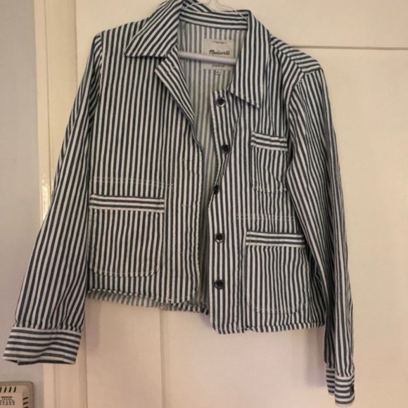 Madewell Shrunken Workwear Jacket in Poppy Stripe - Picture 2 of 4